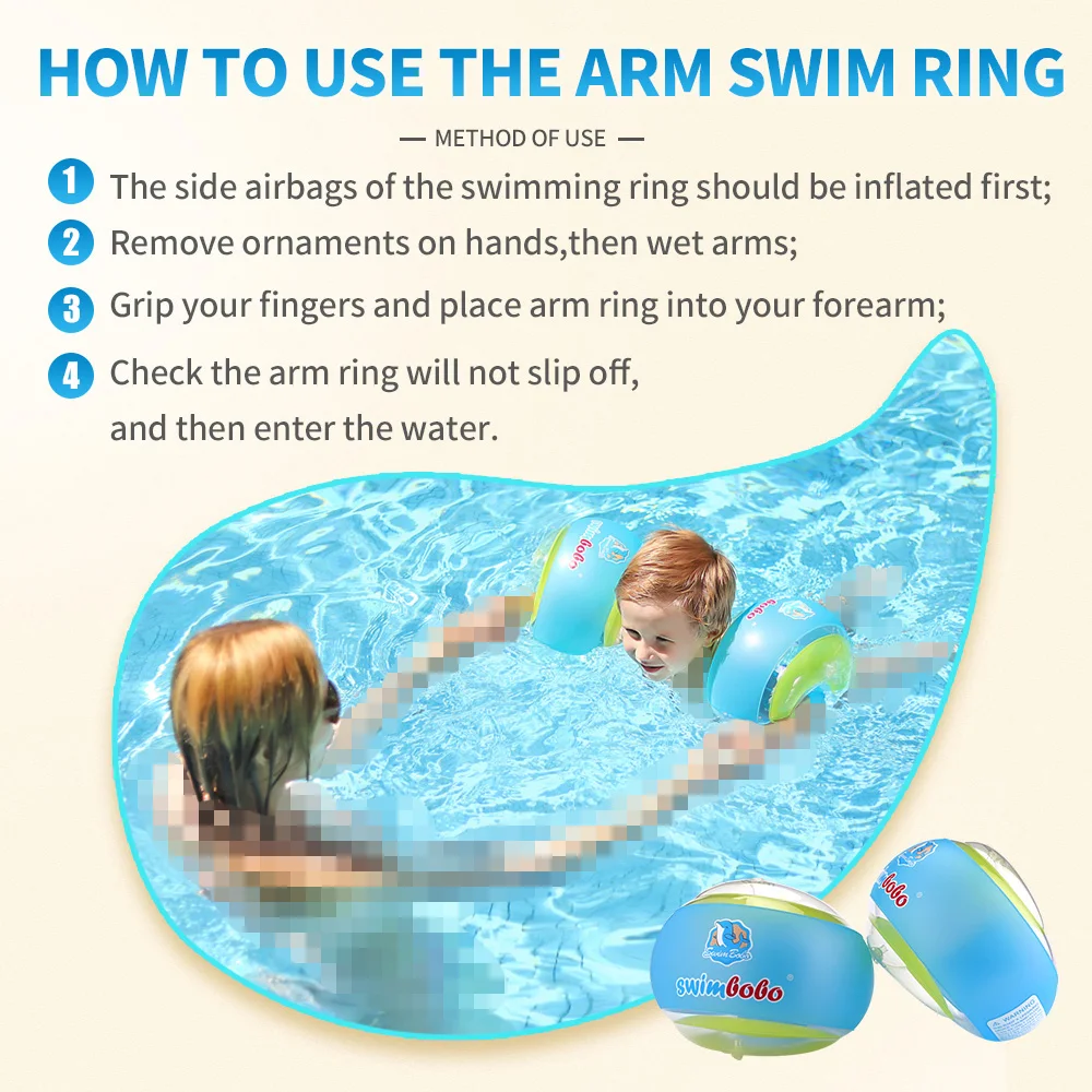 Swimbobo factory custom new softness comfort kids float baby inflatable swimming arm ring children sleeve swim float