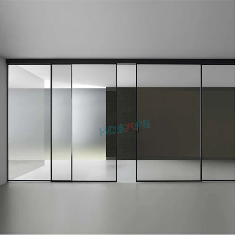 New Popular 4 Panel Glass Sliding Door System Sliding Glass Door for Meeting Room Internal Sliding Doors for Living Room Bedroom