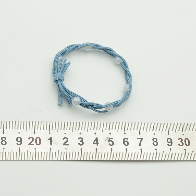 Four Cords Crochet Elastic Hair Bands with White AB Pearl Beads Elasticity Hair Ties Women Scrunchies Ponytail Holders
