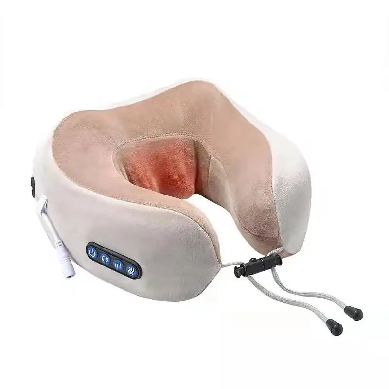 Shiatsu deep tissue vibrating electric wireless rechargeable neck massager U shape travel car relaxation heated massager pillow