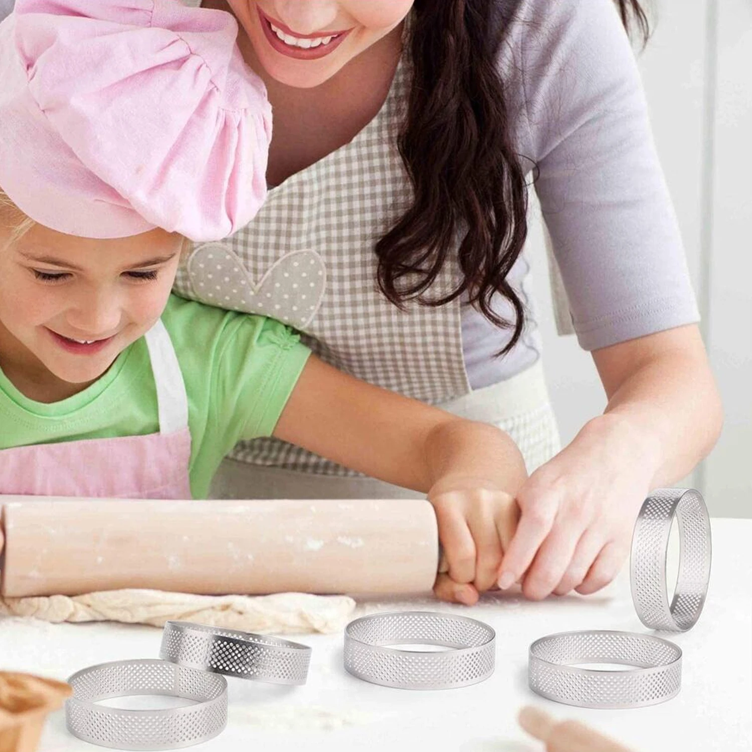 Stainless Steel Round Perforated Mousse Ring Mold With Hole Cake Ring French Mousse Cheesecake Tart Ring For Fruit Tarte Crust