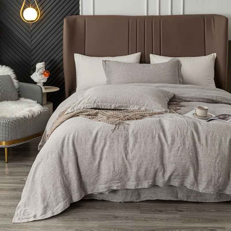 Custom Wholesale King Linen Sheets Comforter Quilt  Cover Duvet Covers Double Bed Sets For Home