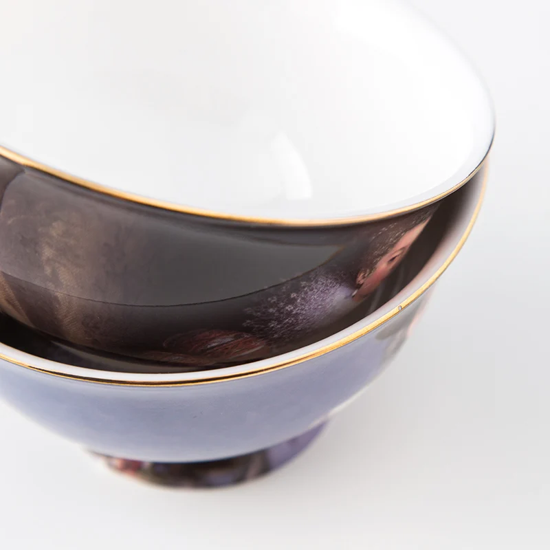 Elegant ladies oil painting design ceramic bone china cup and saucer vintage tea cups