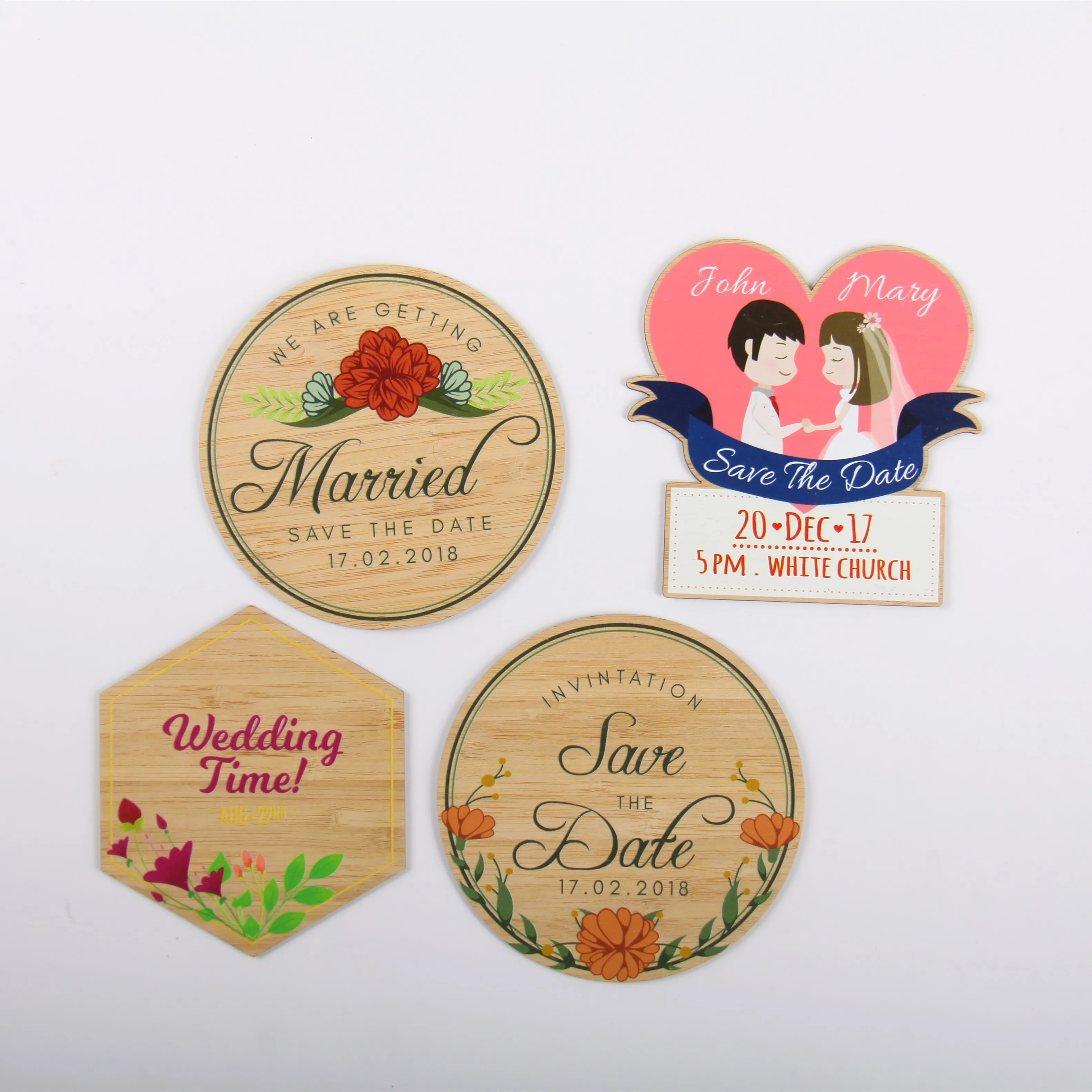 lovely wooden bamboo wedding invitation card