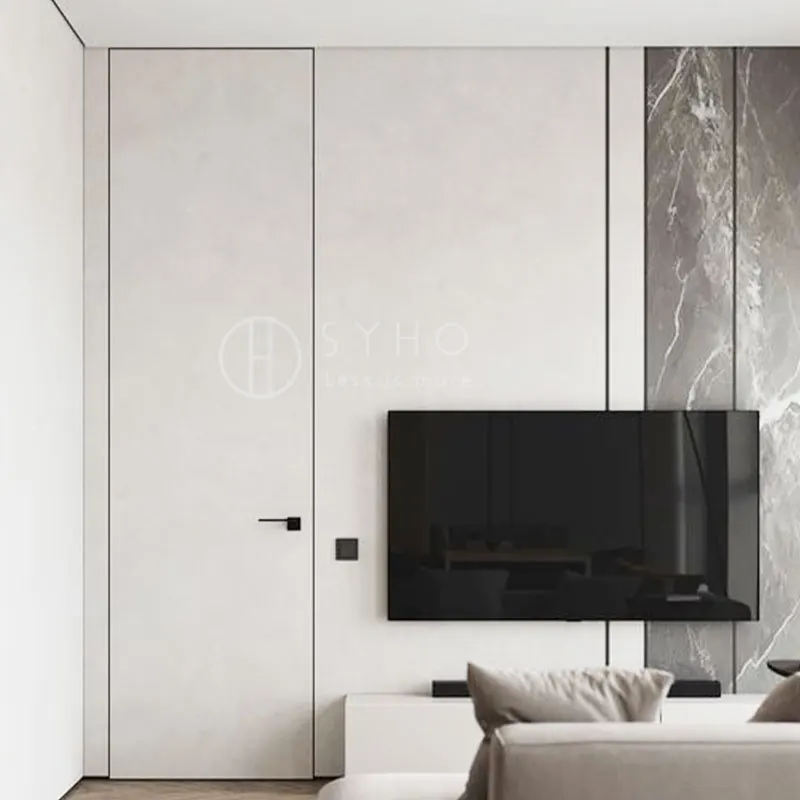 SYHO Frameless Secret Invisible Flush Wooden Door Interior Hidden Doors With Smart Lock
