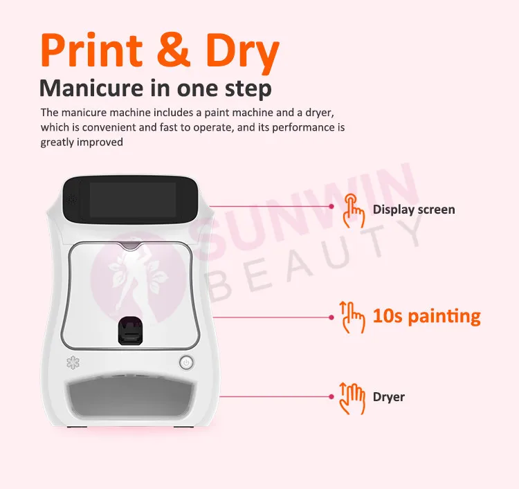 3D Smart AI Nail Printer Automatic Art Nails Printing Diy Customize Nail Art Polish Small Printed Machine with Dryer