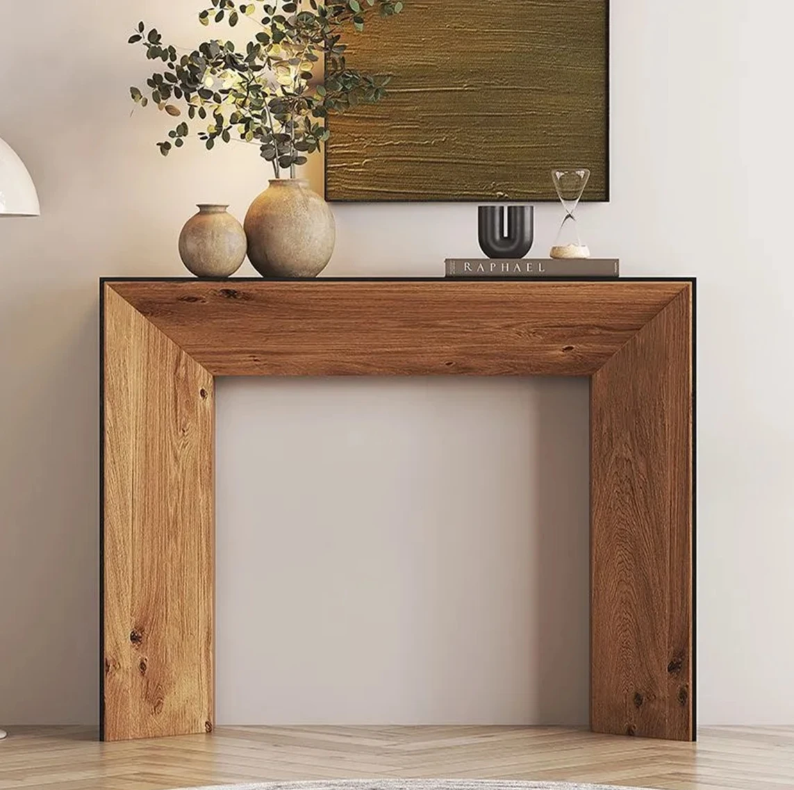 Living Room Furniture Modern Design Wooden Rattan Rectangular Hallway Console Table