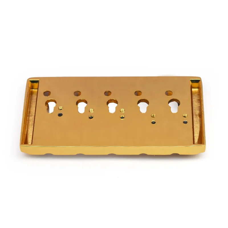 Vintage 5 String Locked Saddle Bass Bridge 111x54MM Body or Bottom Through String Spacing 19MM Bass Fixed Bridge Black/Gold/CR