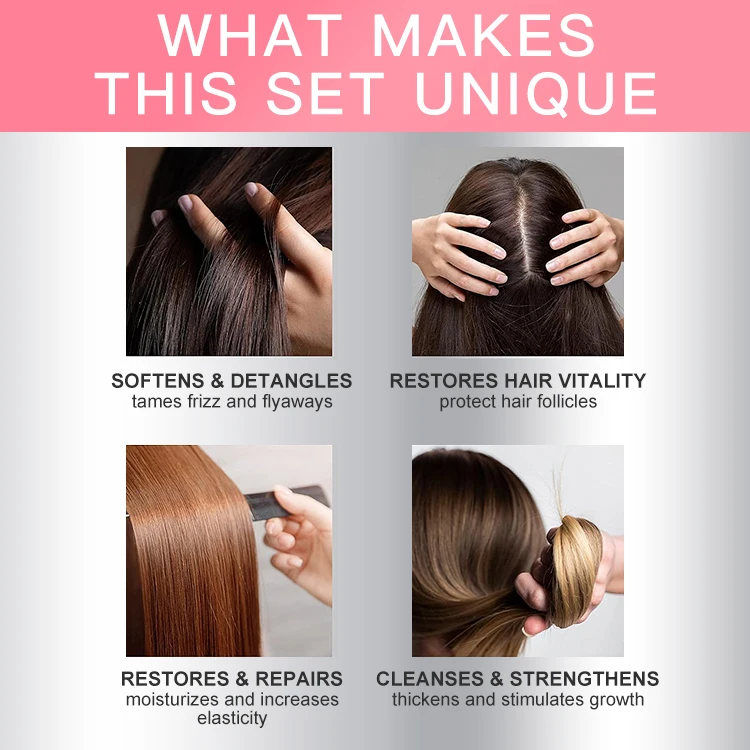 Private Label Sulfate Free Biotin RIce Water Rosemary Organic Natural Hair Mask Hair Growth Oil Shampoo and Conditioner Sets