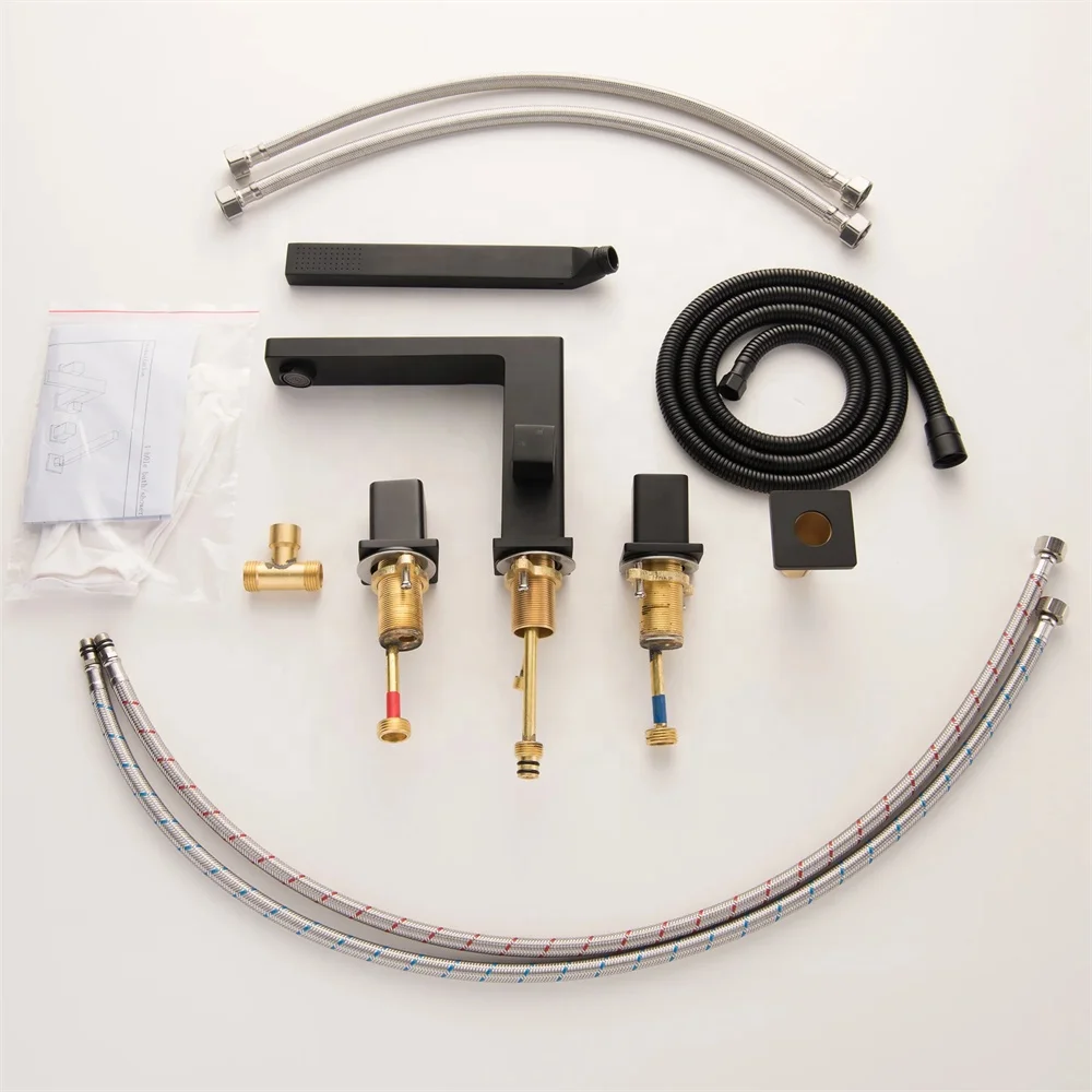 Waterfall Deck Mounted Bathroom Bathtub Shower Faucet Set 5 Hole Shower Mixer set Two functions Bathtub faucet