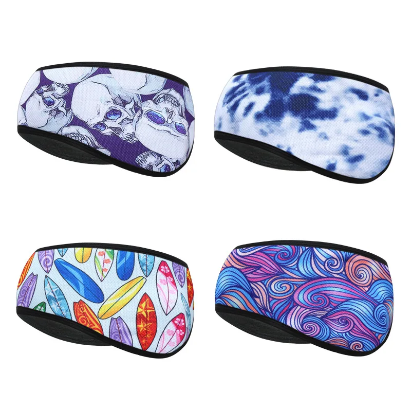 Winter Fleece Ear Warmers Muffs Headband Print Headband for Men Women Kids Ski Running Cycling