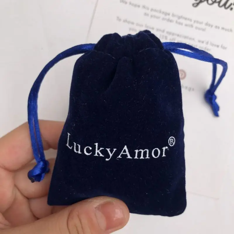 Custom private Logo Printed cotton linen Velvet Fabric Jewelry Pouches Small Drawstring Storage Packing Bag