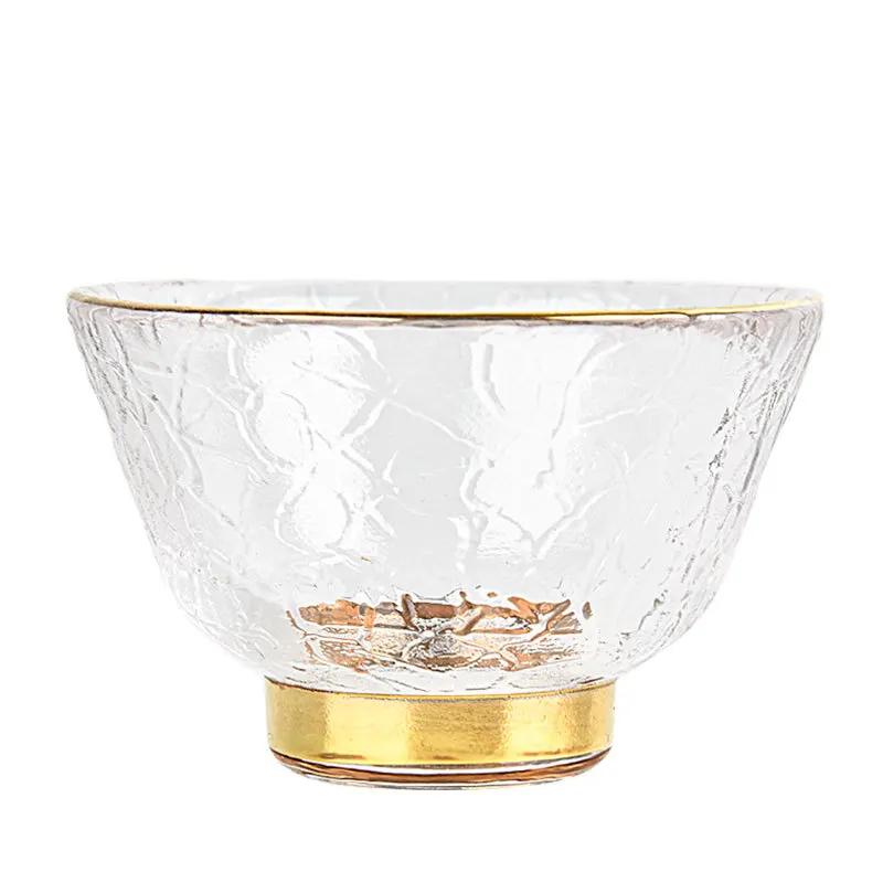 
Japanese style small Kung fu tea set tracing gold dot hammer pattern Glass tasting cup 