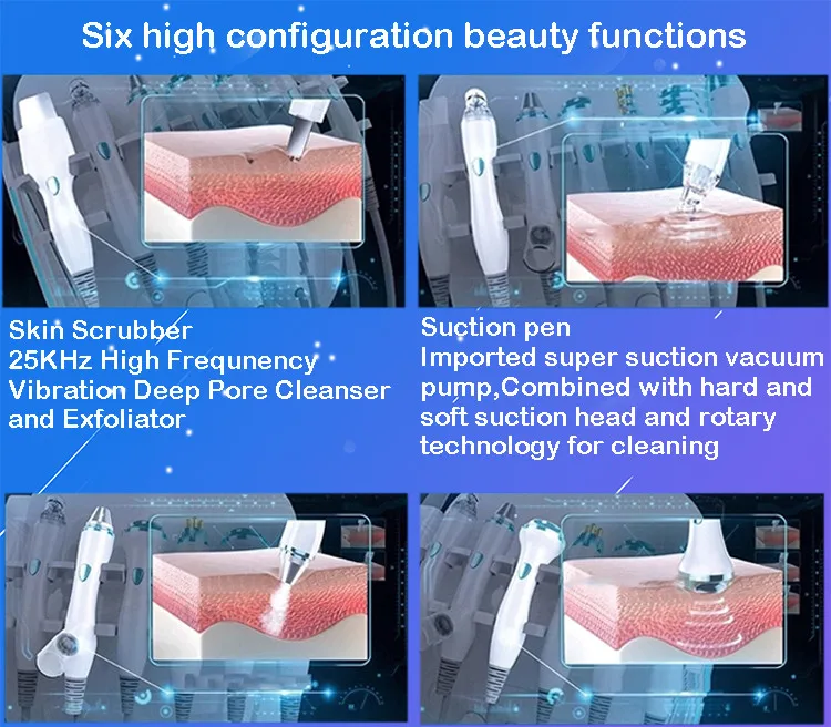 Best selling Oxygen Water Peeling Facial Microdermabrasion Face Deep Cleansing Machine With Skin Analyzer dermabrasion 7 In 1