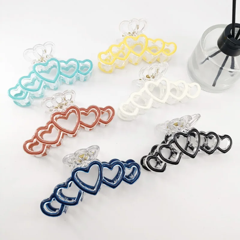 10cm Heart Crown Hair Claw - Enamel Painted Heart Shape Hair Clip for Elegant and Stylish Hair Accessories