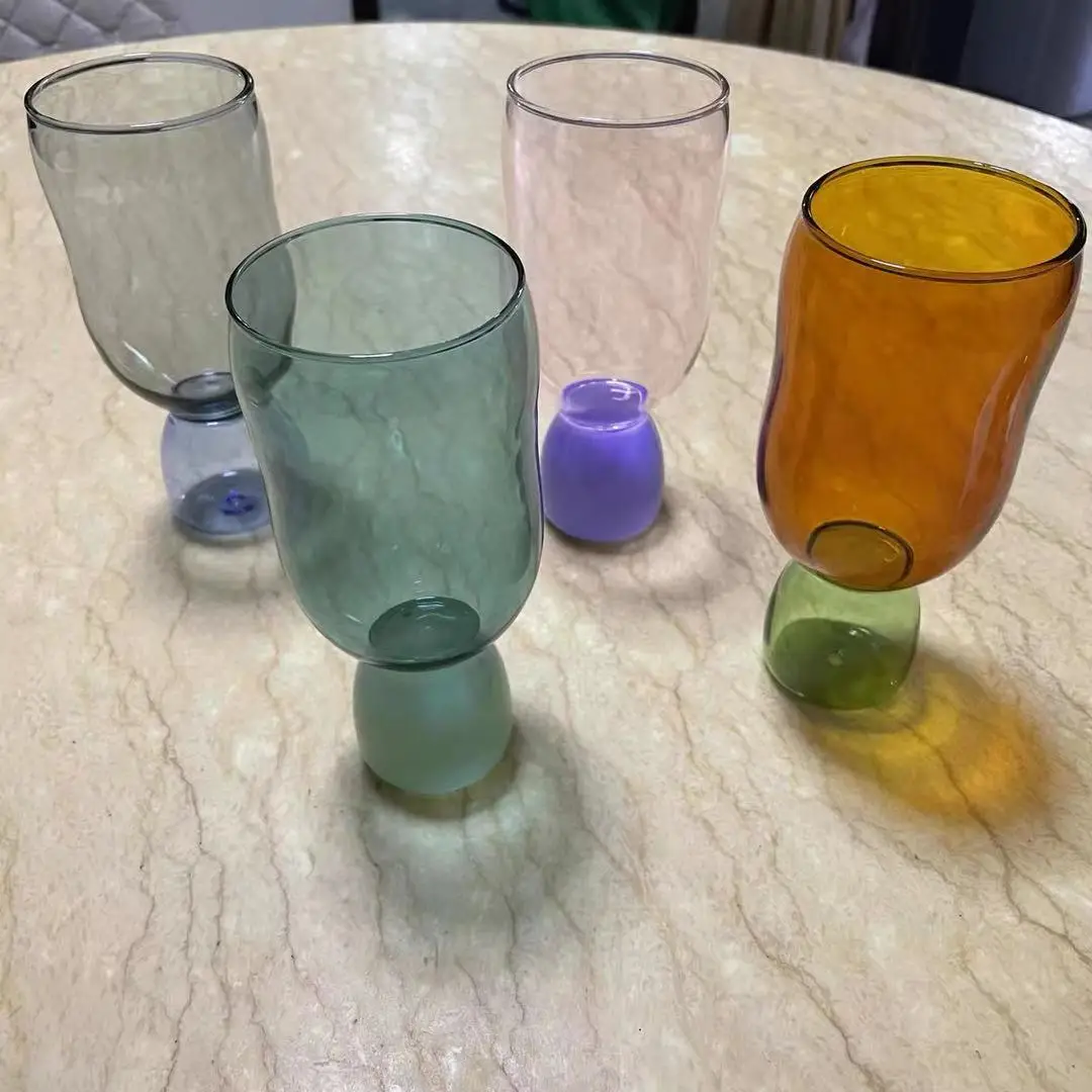 Custom Made Creative Drinkware Birthday Gift Borosilicate Handless Two-Coloured Glass Mugs Cups for Drinking