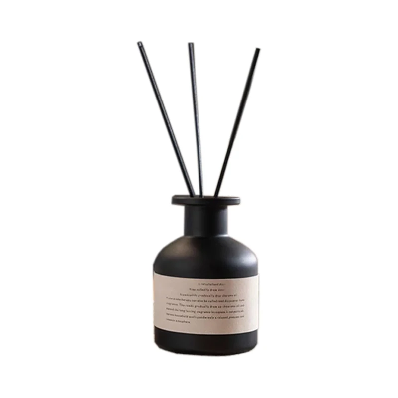 Wholesale Luxury Air Purifying Liquid Packaging Bottles Empty Round Black Matte Aromatic Glass Reed Bottles