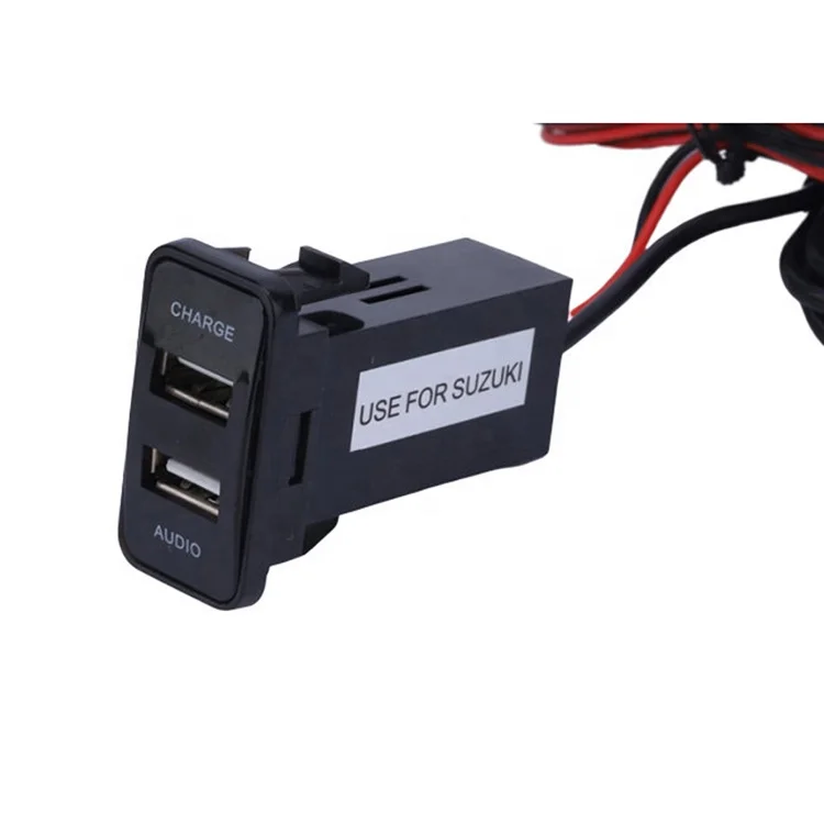 DC 12V 24V 2 Ports USB Car Phone charger With Audio USB Socket for SUZUKI