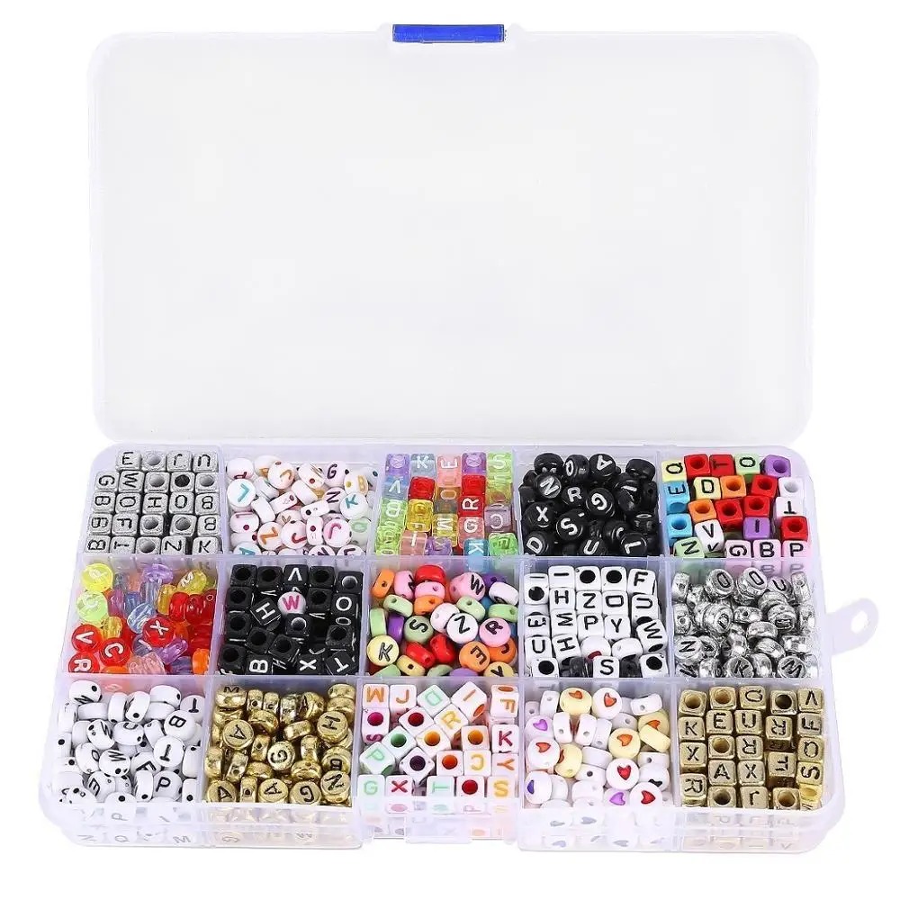 Mixed Cube Charms Acrylic Alphabet Letters Beads Set for DIY Bracelets