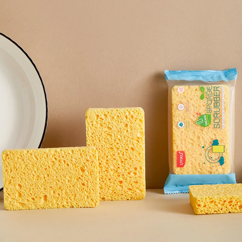 Customized Wholesale Household non-stick oil wood pulp cotton hot sponge dishwashing block spot wood pulp sponge