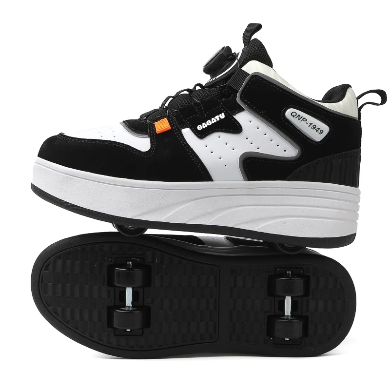 Wholesale adult and children kick out roller skate shoes with 4 wheels