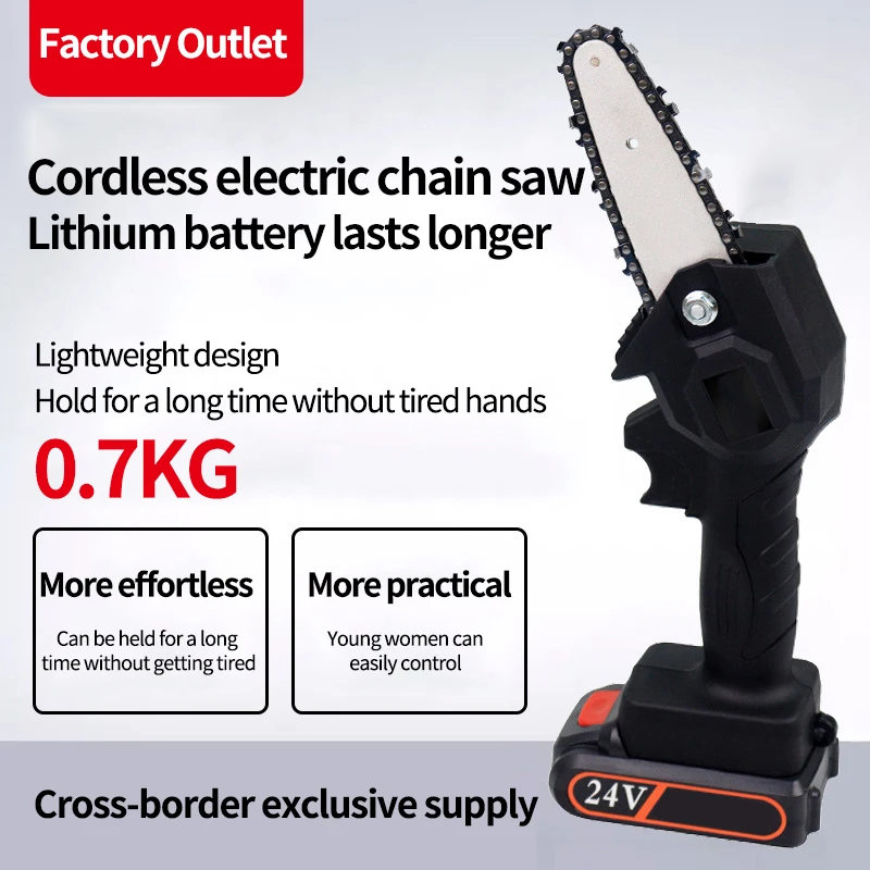 1680W 4 Inch 24V Mini Electric Pruning Chain Saw With 2pcs Battery Woodworking Chainsaw Garden Logging Cutter Tool Rechargeable