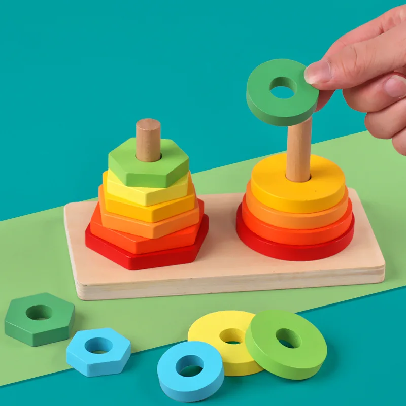 Early Education Montessori Kids Creative Puzzle Toy Building Blocks wooden montessori toys