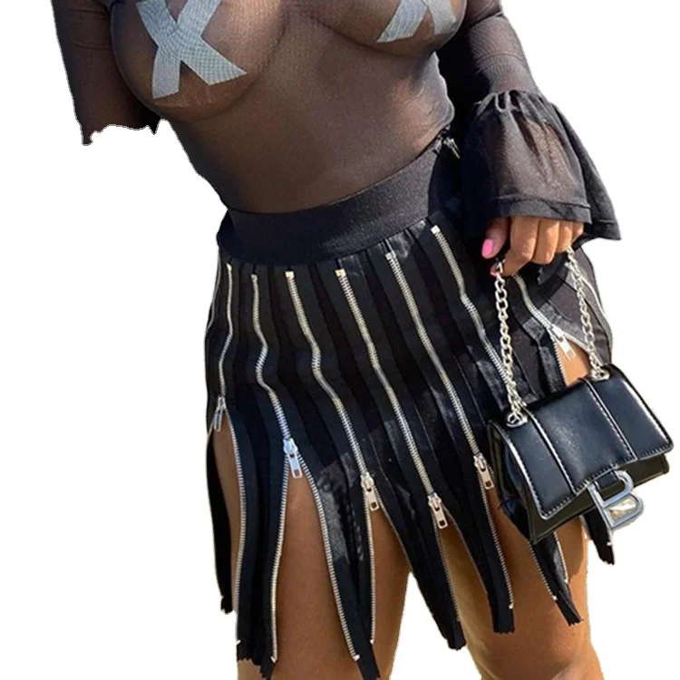 
Euro High Waisted Zipper Design Black Hot Pencil Skirt Women Short girls Sexy Womens MIni Skirts 