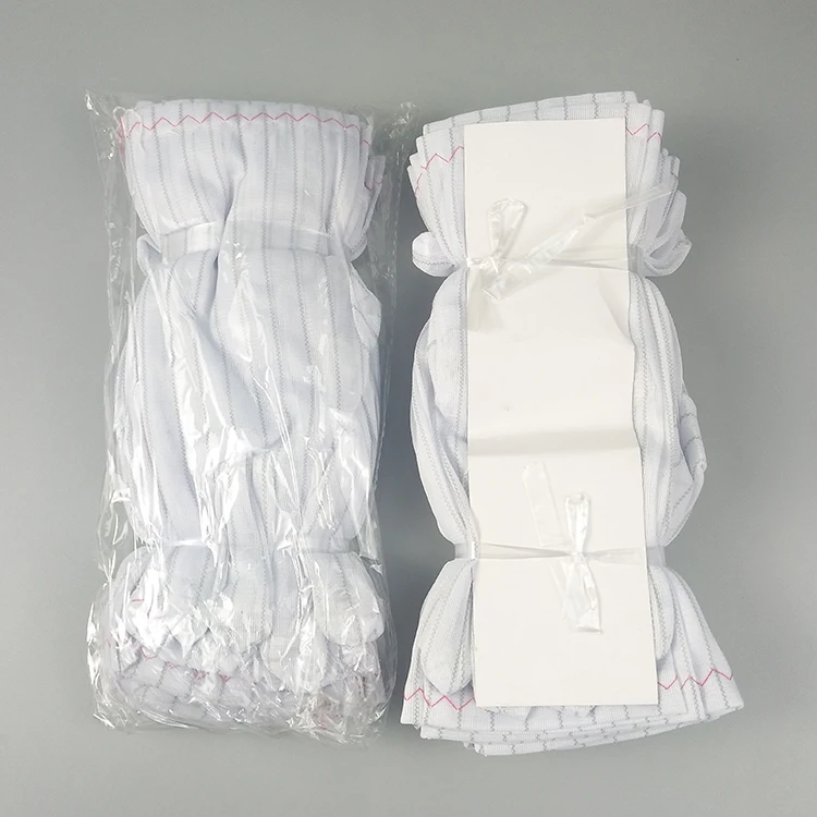 JEJOR Lint Free 5mm Stripe Polyester Knitted Cleanroom Work ESD Antistatic Hand Gloves