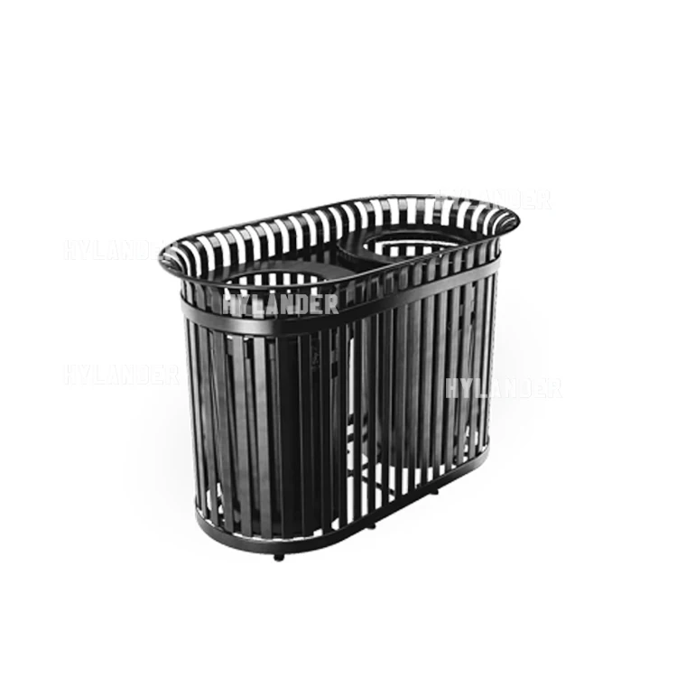 Rubbish bin outdoor metal trash receptacle city garden double bin