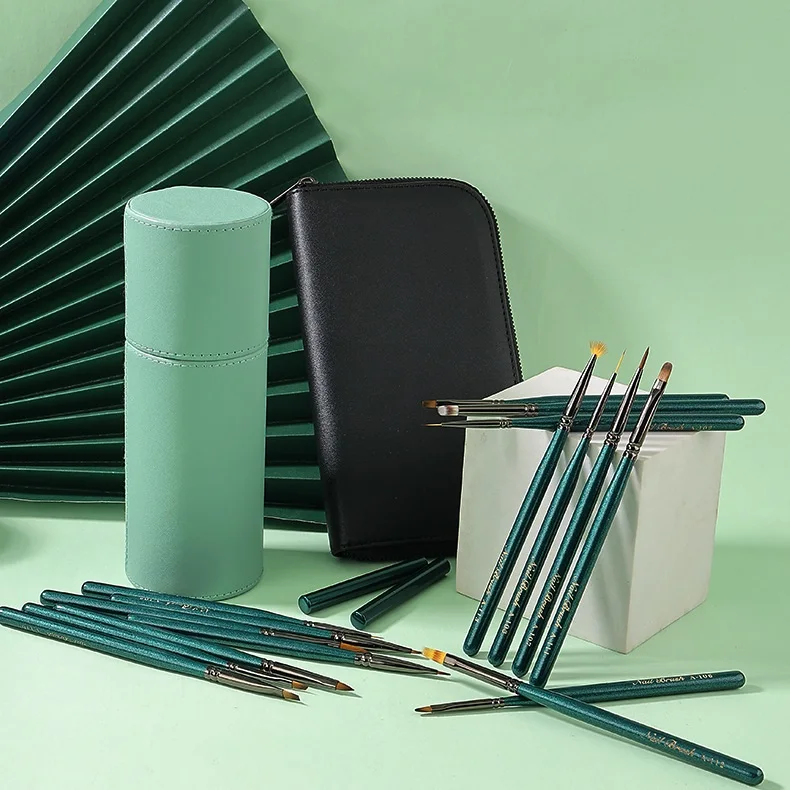 Paul Cezanne Vintage Style Wood Handle Nail Art Detailer Brush Nylon Hair Acrylic Nail Brushes