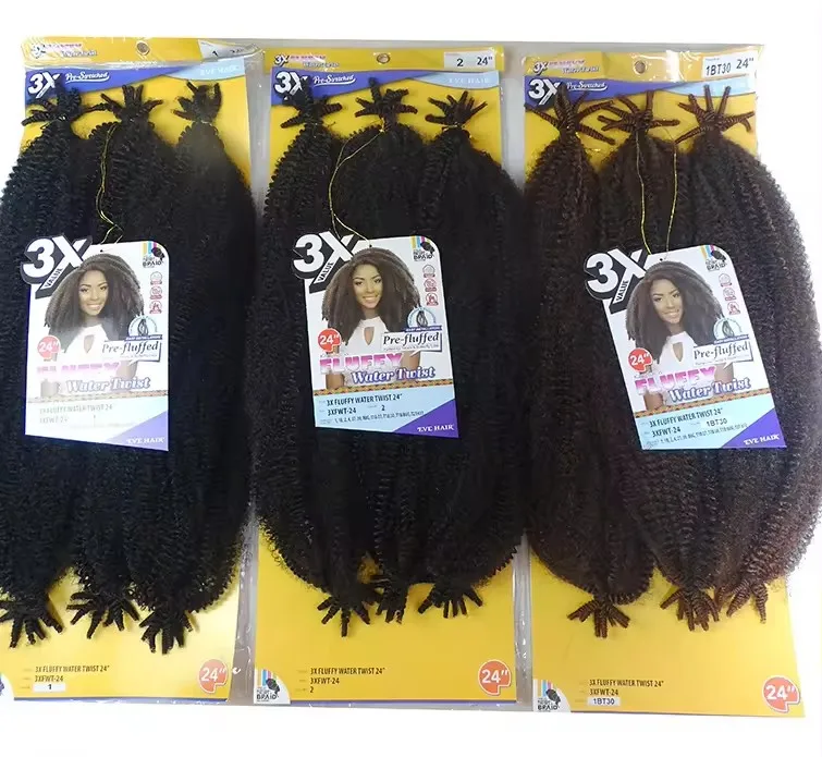 Marley Braid Spring Afro Kinky twist Crochet Hair 3x Fluffy Water Twist