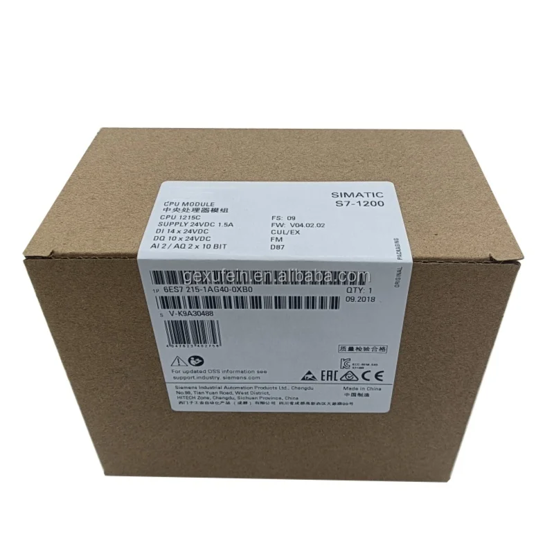 Новый 100% оригинальный Sie-mens 6ES7215-1AG40-0XB0 SIMATIC S7-1200 CPU 1215C compact DC 2 PROFINET Ports14 24V блок питания