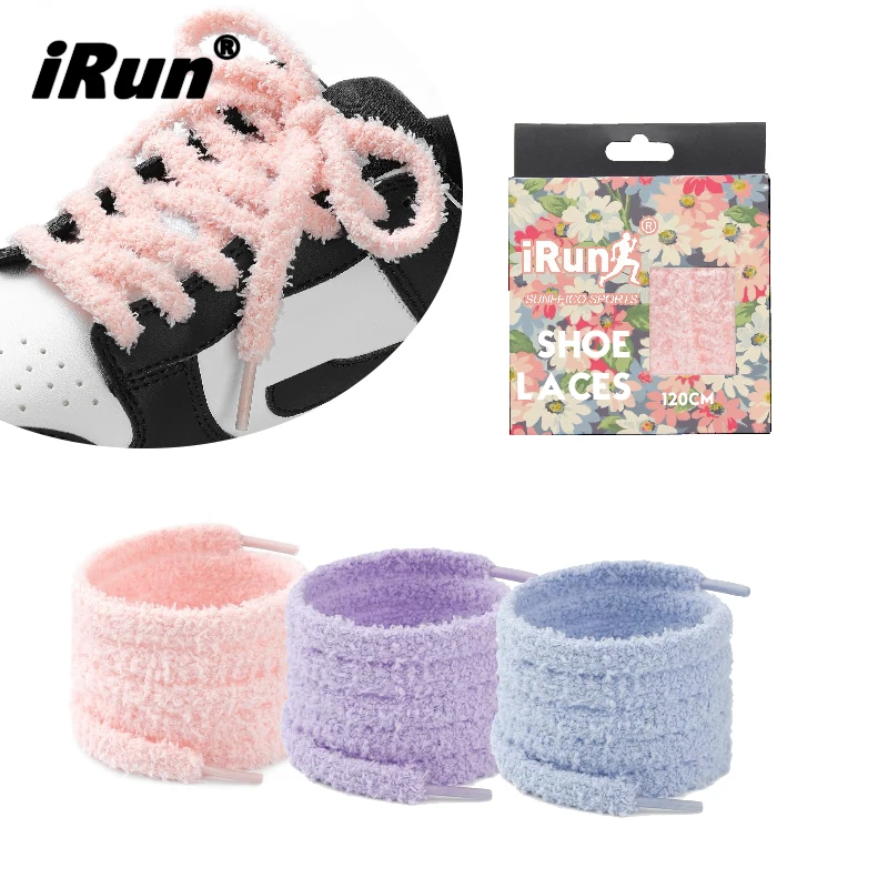 iRun Colored Shoe Laces Soft Wide Fluffy Shoelaces Flat Fuzzy Shoe Laces Sneakers Hairy Soft Shoelaces