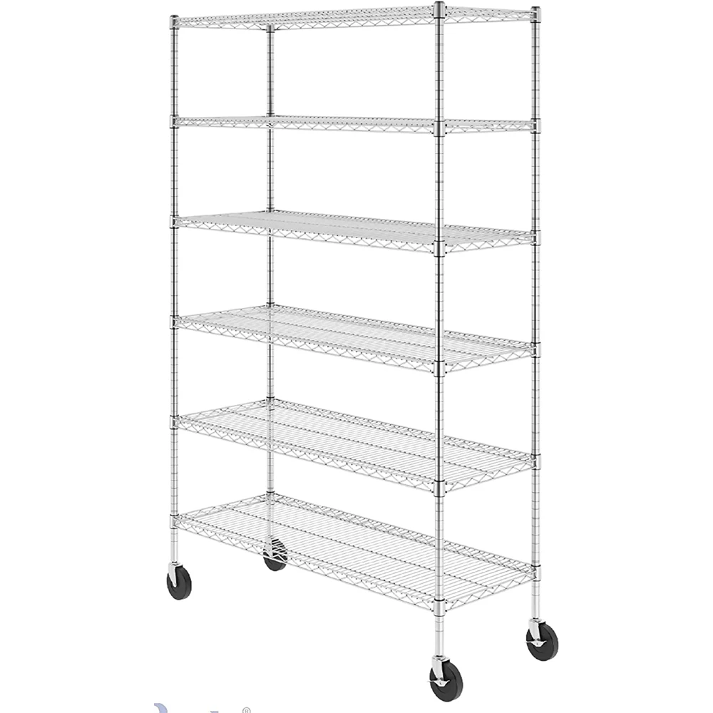 6-Tire SUS304 wire shelving  NSF Certified Storage Shelves, Heavy Duty Steel Wire Shelving Unit with Wheels and Adjustable Feet