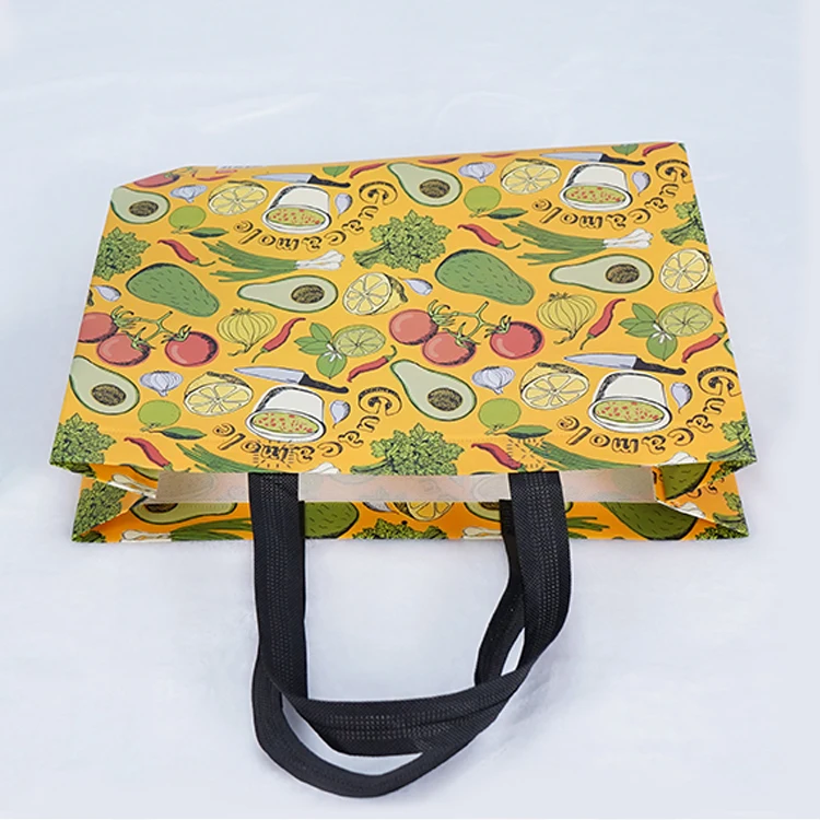 Laminated spunbound pp non woven grocery bag polypropylene spunbond handle reusable custom print nonwoven tote shopping bag