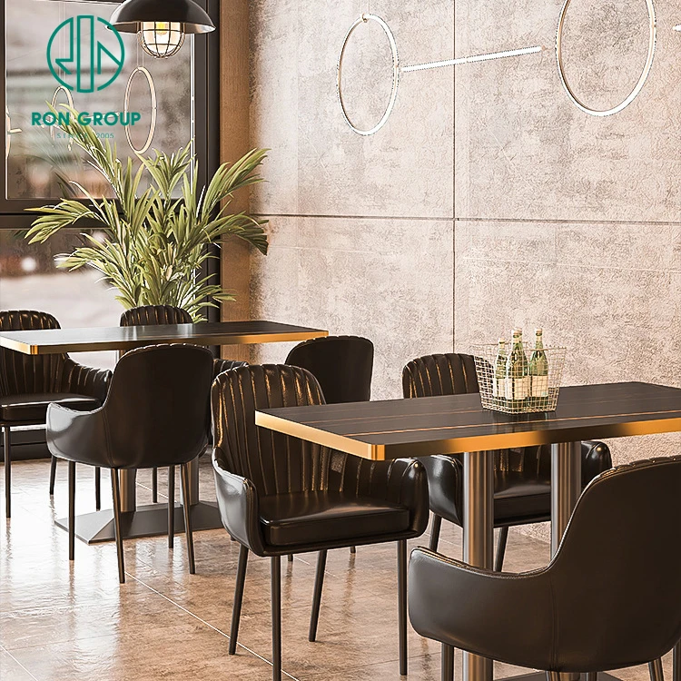 Hotel leather luxury marble square coffee shop commercial cafe bar restaurant furniture sofa booth seating table chair set