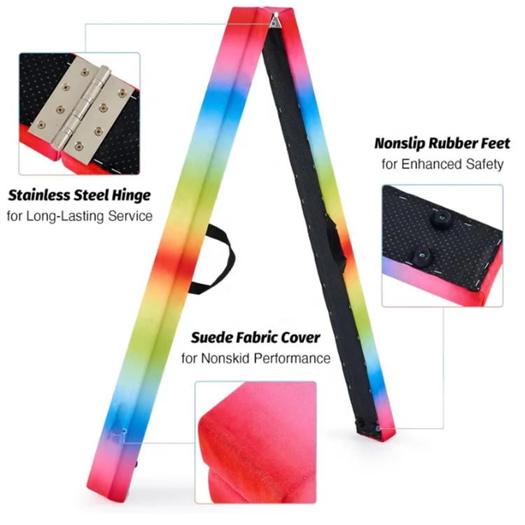 Wellshow Sport Gymnastics Balance Beam Floor Balance Beam with Carry Handles Anti-Slip Base for Kids Beginners Gymnasts