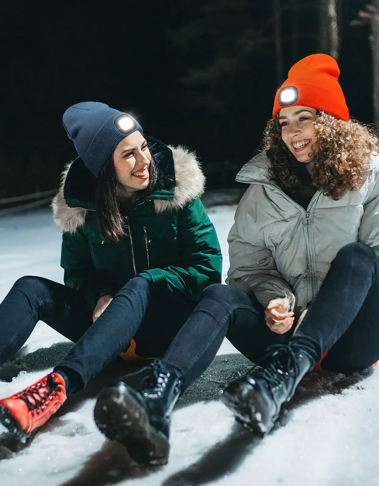 Led Winter Beanie Hat with Light USB Rechargeable Night Flashlight Knitted Hat LED Lighted Winter Beanie Headlamp hat with light