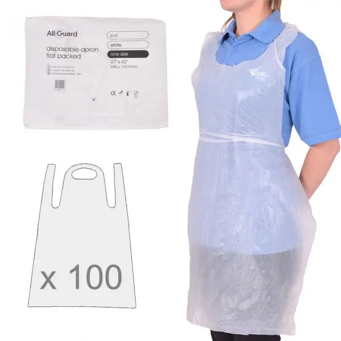 Adult and Child Sizes Barbers Disposable Apron Plastic Disposable Smock Plastic Disposable Widely used PE Smock Apron
