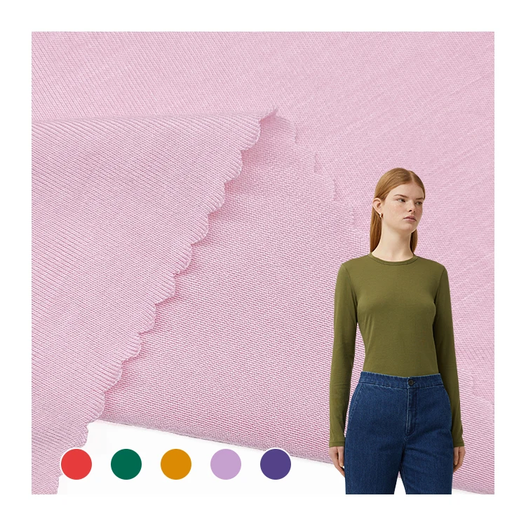 China Wholesale Cheap Viscose Fabric Jersey Material, Solid 92 Ecovero Viscose 8 Spandex Jersey Fabric for Sale/