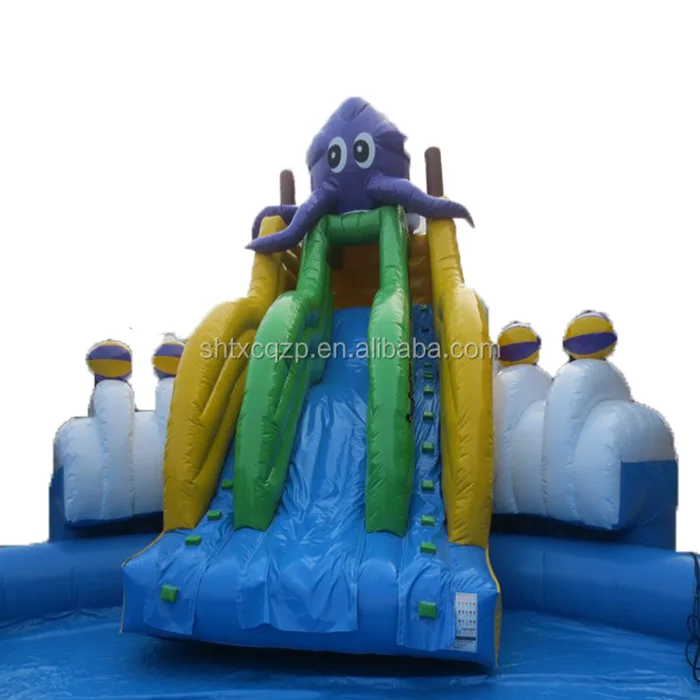 Summer adventure purple octopus aqua park water slide/inflatable water slide for exciting activity for kids and adults on sale