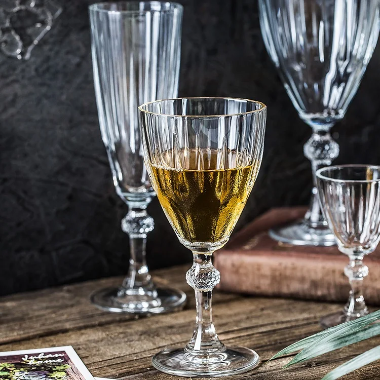 Wholesale european wine goblet for club wedding deco crystal giant embossed red wine cup Highball Glassware