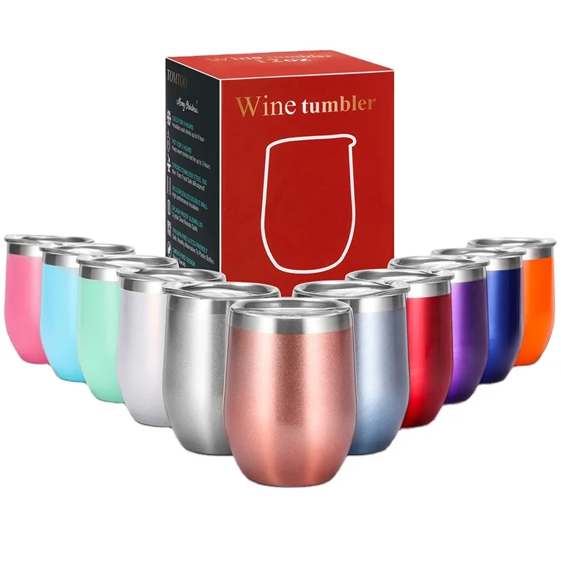 Wholesale 8oz/12oz/16oz Double Wall 18/8 Pro Grade Stainless Steel Vacuum Insulated Wine Tumbler Cup with Lid Straw for Camping