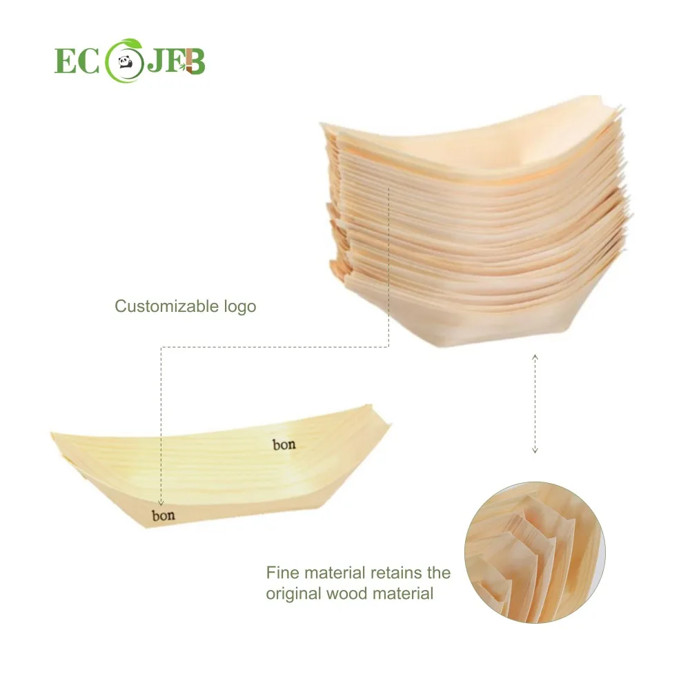 3Inch Disposable Mini Wood Boat Sushi Plates