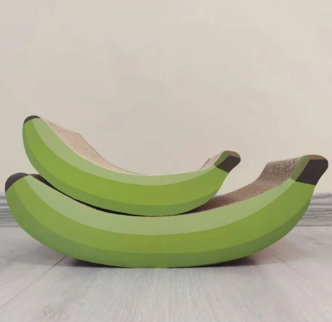 New Design Pet Cat Scratch Board Corrugated Banana Shape Claw Grinder Cat Scratcher Toy