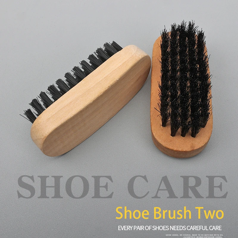 Factory Wholesale Custom Logo Small Wooden Sneaker Shoe Cleaning Brush Pig Hair Brush