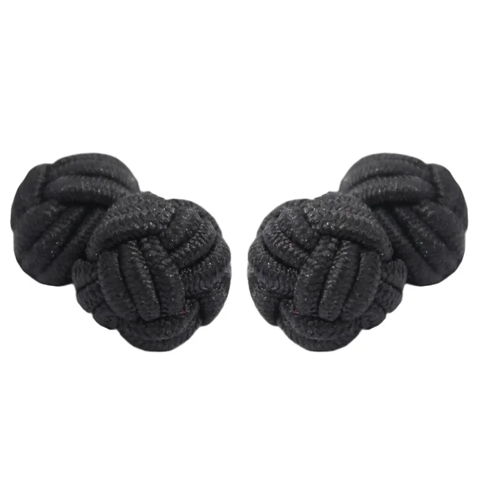 Wholesale Black Elastic Double Silk Knot Cufflinks for Men