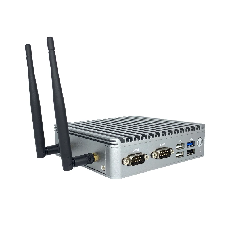 
2020 new design intel industrial box computer fanless embedded PC celeron j1900 mini pc for ad player 