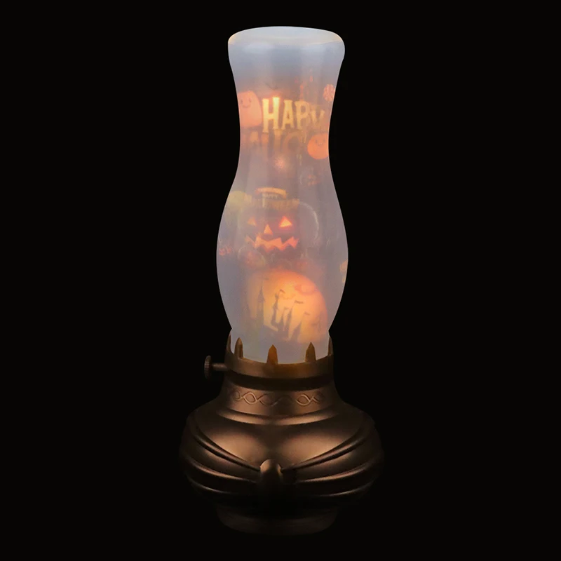 LED Antique Decorative Crafts Home Living Room Ornament Kerosene Lamp Halloween Projection Decoration Lamp For Home Party